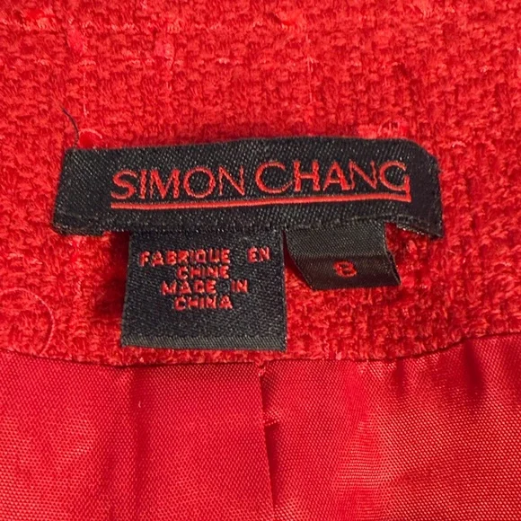 Simon Chang Red Tweed Blazer - Picture 2 of 8